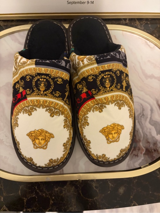 Other - Unisex Patterned Slip-On House Shoes in Black & White